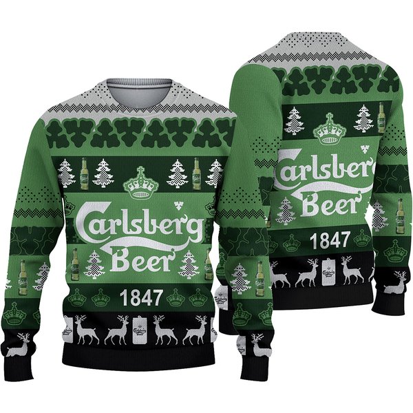 Carlssberg Beer Ugly Christmas Sweater, Beer Lover Sweater-image