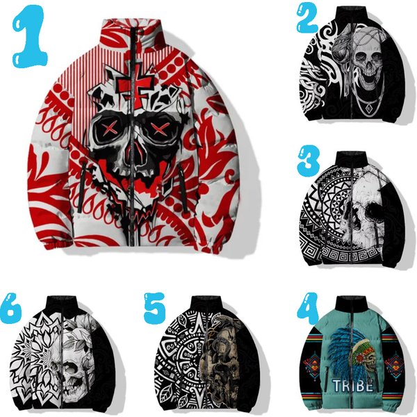 Skull Parka Winter Man Cool Men's Cold Puffer Jacket 3d Printing Skeleton