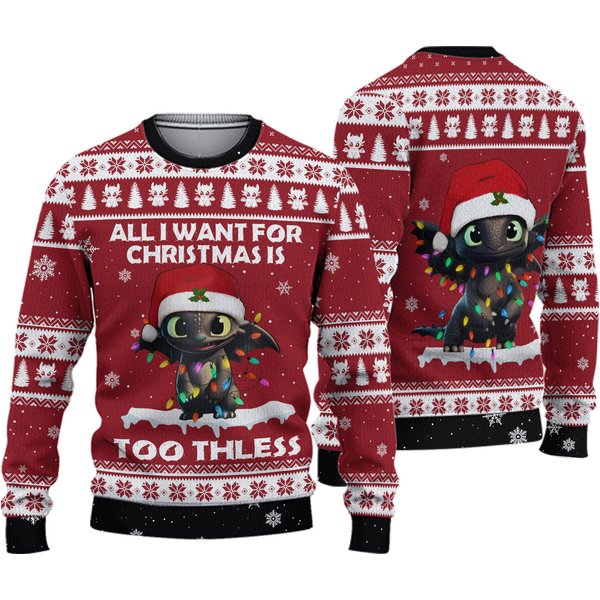 Christmas Toothless Sweater, Toothless Ugly Sweater, Night Fury Sweater-image