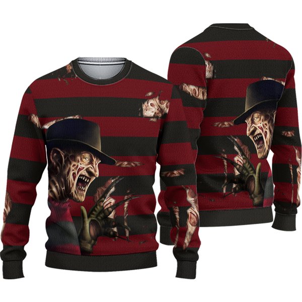 Freddy Krueger Halloween Sweater, Horror Character Ugly Sweater, Spookky Movie Holiday Sweater-image