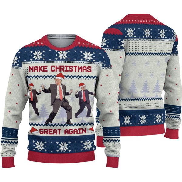 Trump Christmas Ugly Sweater, Merry Christmas Great Again Ugly Sweater-image