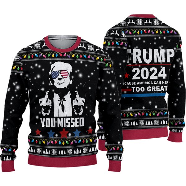 You Missed Trump 2024 Sweater, Trump Christmas Sweater-image