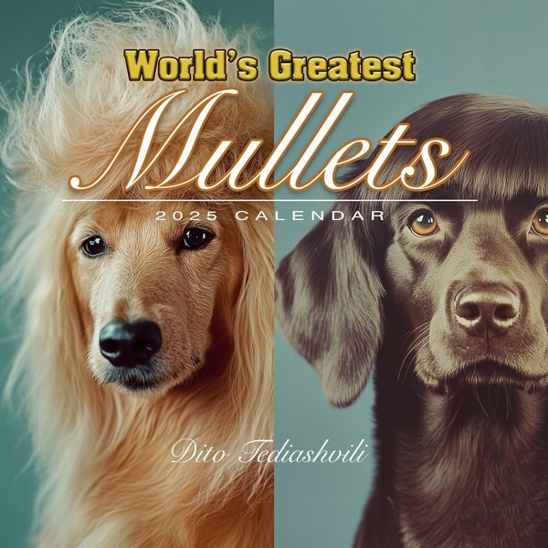 Funny 2025 Wall Calendar, Dog With Mullets, White Elephant Gift, 2025 Monthly Calendar-image