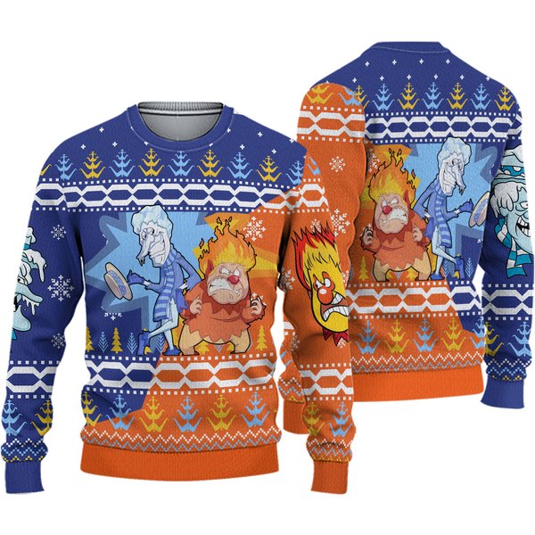 Heat And Snow Miser The Year Without A Santa Claus Ugly Christmas Sweater