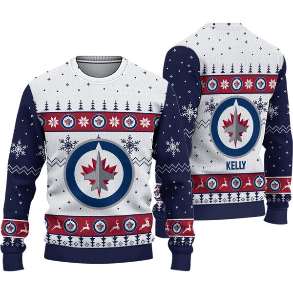 Personalized Winnipeg Jets Ice Hockey Christmas Ugly Sweater-image