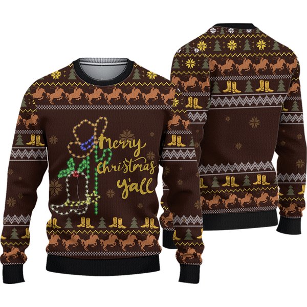 Cowboy Boots Christmas Ugly Christmas Sweater-image