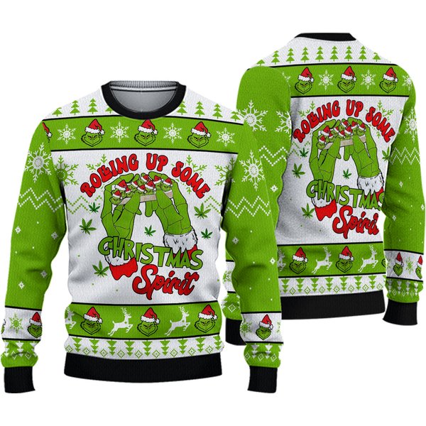 Grinrolling Up Ugly Sweater,christmas 420 Ugly Sweater