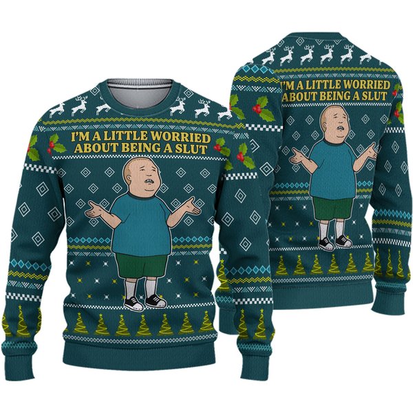 "I'm A Little Worried" King Of The Hill Ugly Christmas Sweater Fan Gift-image