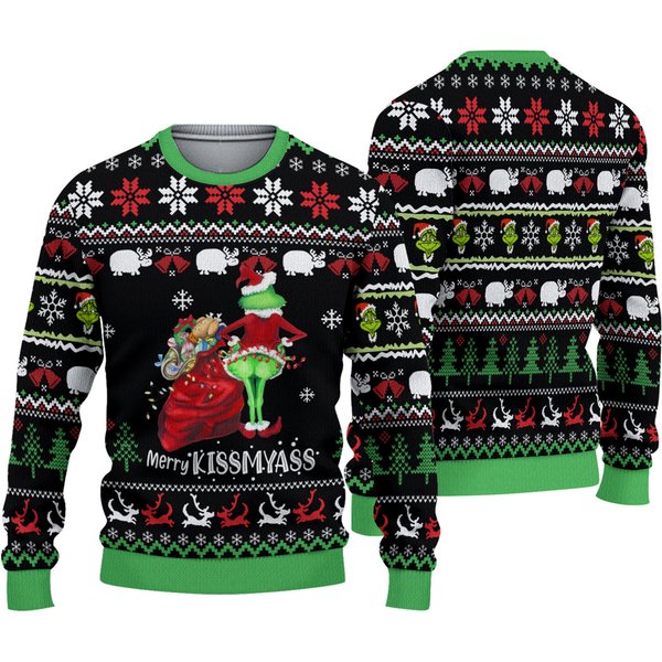Merry Kissmyass Funny Character Ugly Christmas Sweater-image