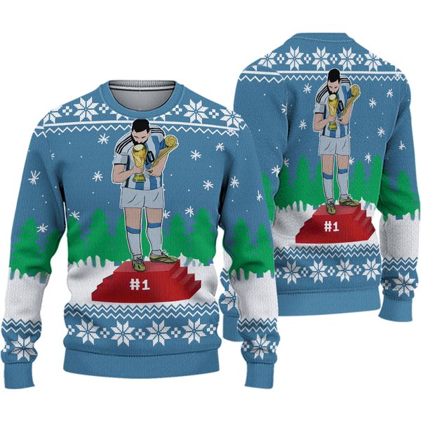 Messi Ugly Christmas Sweater, Casual Sweater, Christmas Gift, Xmas Gift-image