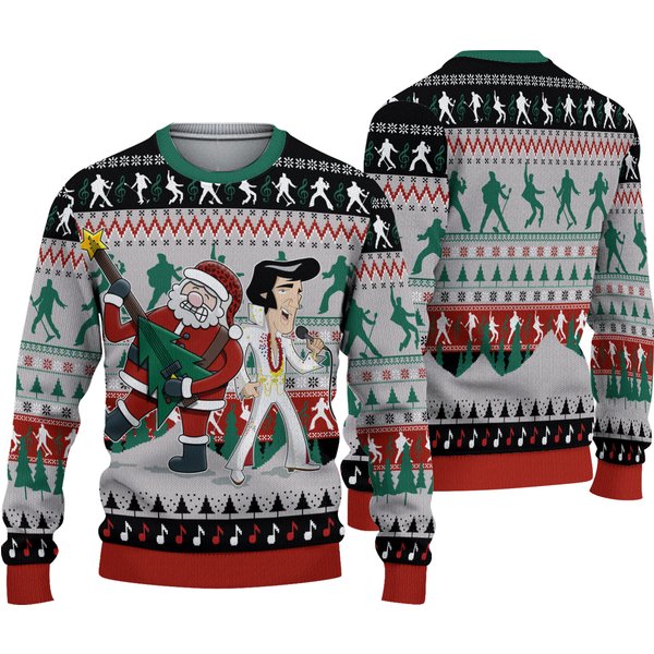 Elvis 3D Christmas Ugly Sweater, Horror Character Movie 3D Ugly Xmas-image