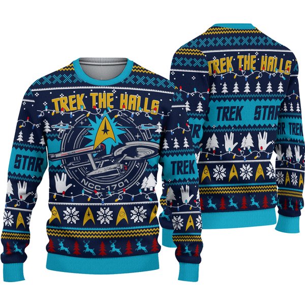 Trek The Halls Ugly Christmas Sweaters, Christmas Holiday Sweaters-image