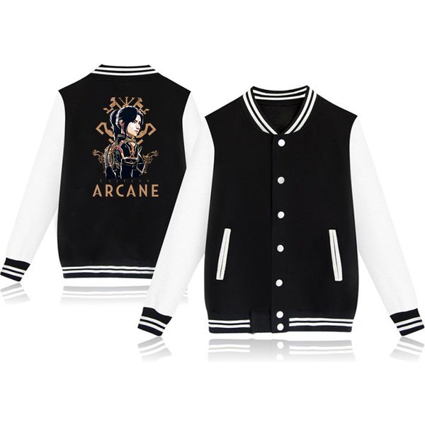 Arcane Season 2 Caitlyn Color Blocked Sleeved Baseball Jacket