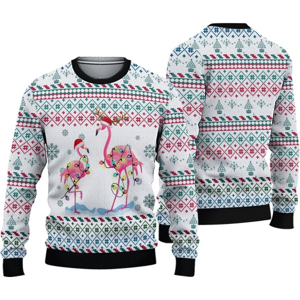 Christmas Sweater, Flamingo Sweater Christmas, Flamingo Christmas
