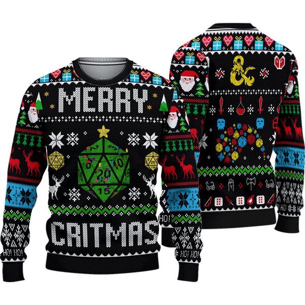 Dungeons And Dragons Ugly Christmas Sweater, Dnd Ugly Sweater Knitted