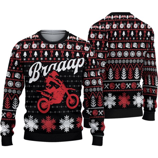 New! Braaap Moto Ugly Christmas Sweater-image