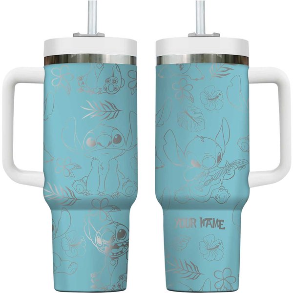 Custom Blue Dog Tropical Tumbler, Cartoon Characters 40Oz Tumbler-image