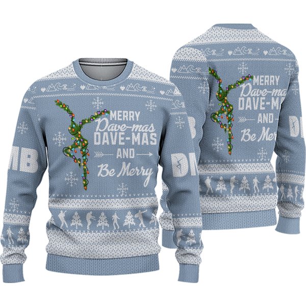 Dave Matthews Band Eat Drink And Be Mercy Christmas Light Blue Ugly Sweater