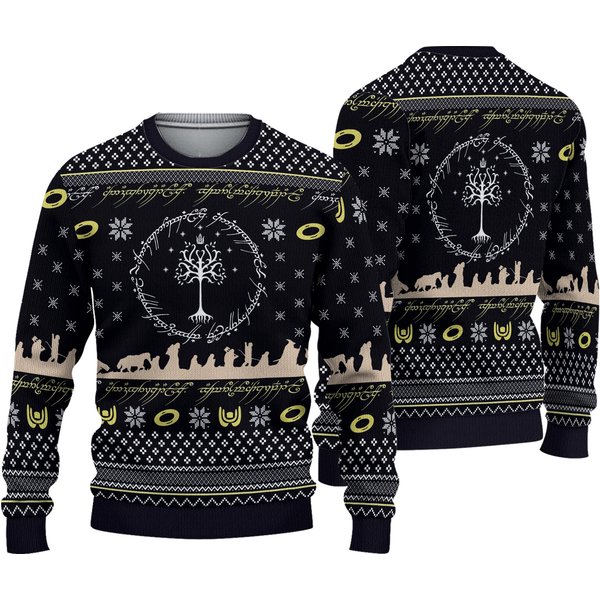 Lord Of The Rings Elvish Circle Ugly Christmas Sweater 3D-image