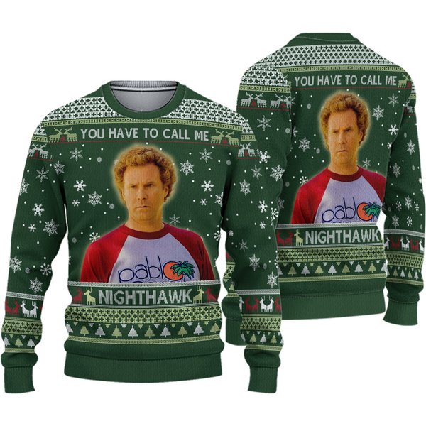 Step Brothers Christmas Ugly Sweater, Brennan Huff You Have To Call Me Nighthawk Vintage-image
