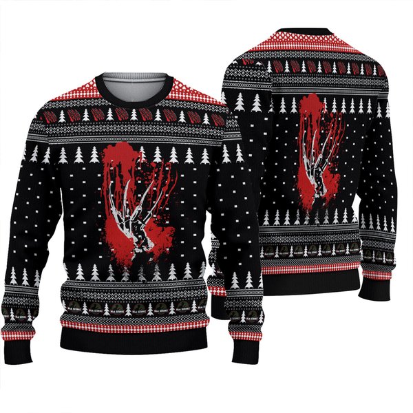 Ugly Horror Character Sweater Freddy Krueger Hand-image
