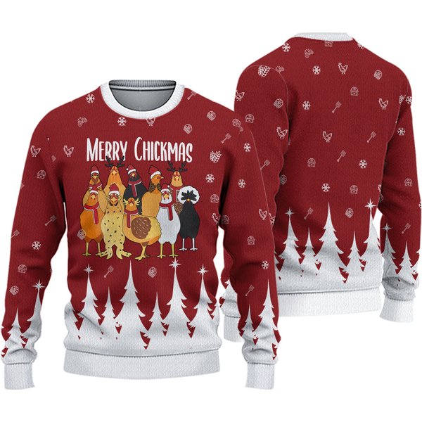Chickens Christmas Ugly Sweater, Merry Chickmas Ugly Sweatshirt-image