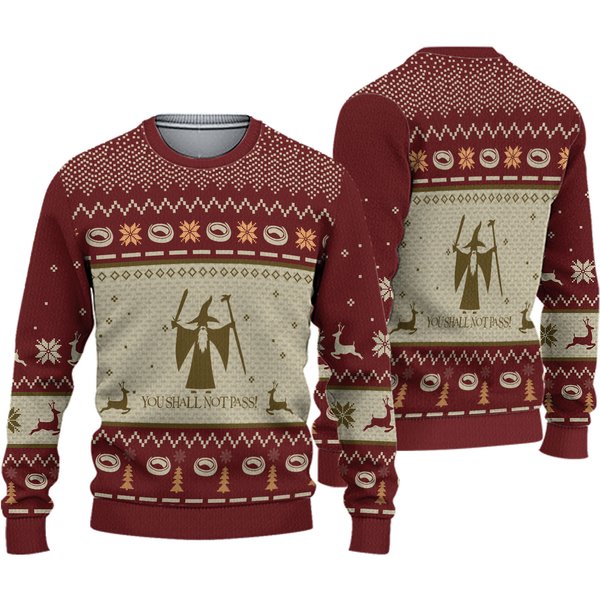 Lord Of The Rings You Shall Not Pass Lotr Ugly Sweater Hot, Gift Fan