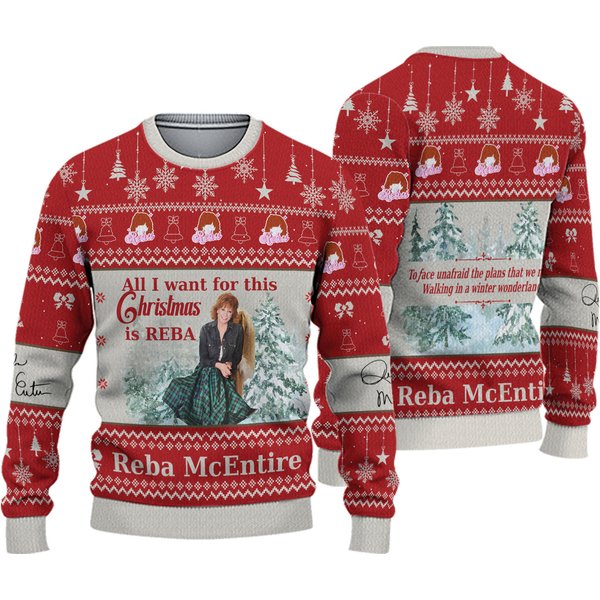 Reba Mcentire Walking In A Winter Wonderland Christmas Ugly Sweater