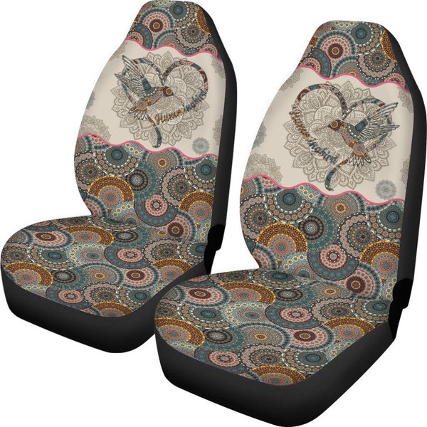Hummingbird Heart Vintage Mandala Car Seat Covers, Car Seat Protector