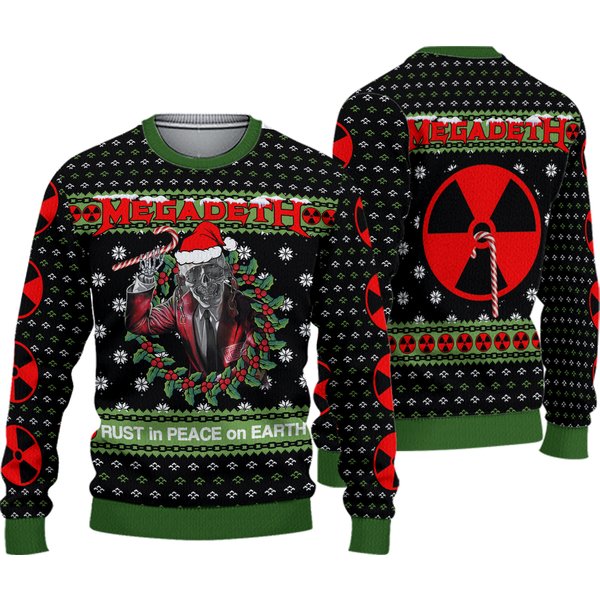 Megadeth Santa Skull With Candycane Thrash Metal Ugly Christmas Sweater-image