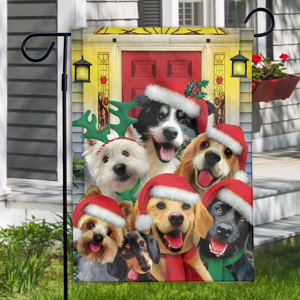 Dog Selfie Christmas Garden Flag