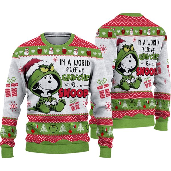 The Funny Character In The World Full Of Grinchess Be A Snoopy Christmas Ugly Sweater-image