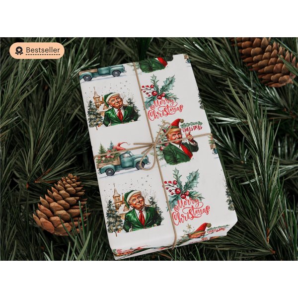 I'll Be Home For Christmas Trump Wrapping Paper-image
