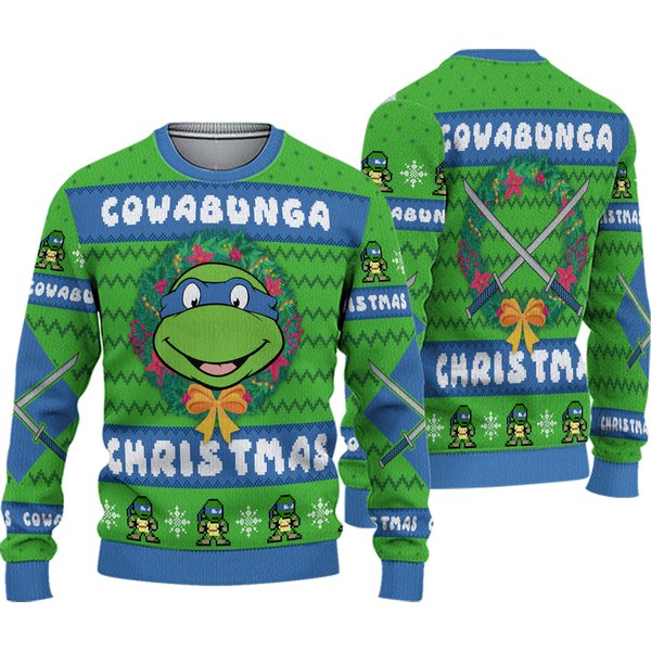 Cowabunga Leonardo Christmas Teenage Mutant Ninja Turtles Ugly Christmas Sweater-image