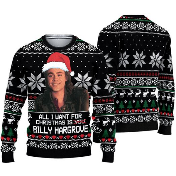 All I Want For Christmas Is Billy Hargrove Ugly Christmas Ugly Sweater-image