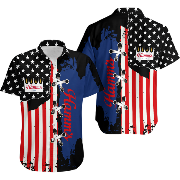 Hamms American Flag Hawaiian Shirt-image
