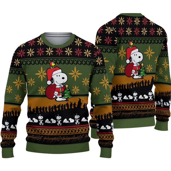 Santa Snoopy Christmas Ugly Sweater