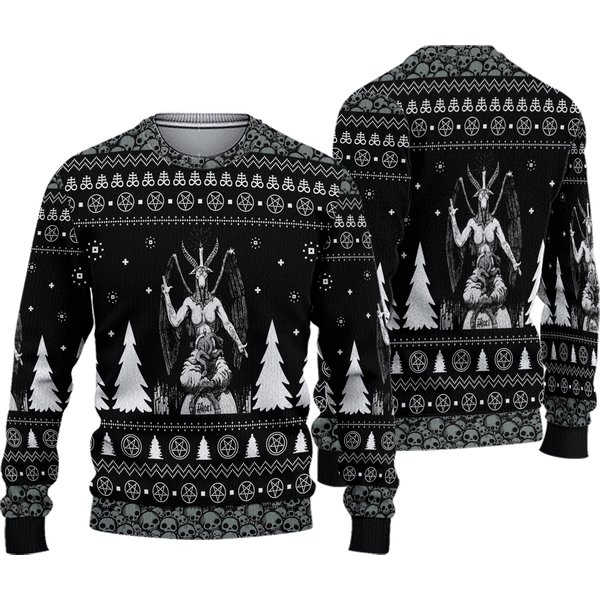 Merry Satan Christmas Sweater, Gothic Ugly Christmas-image