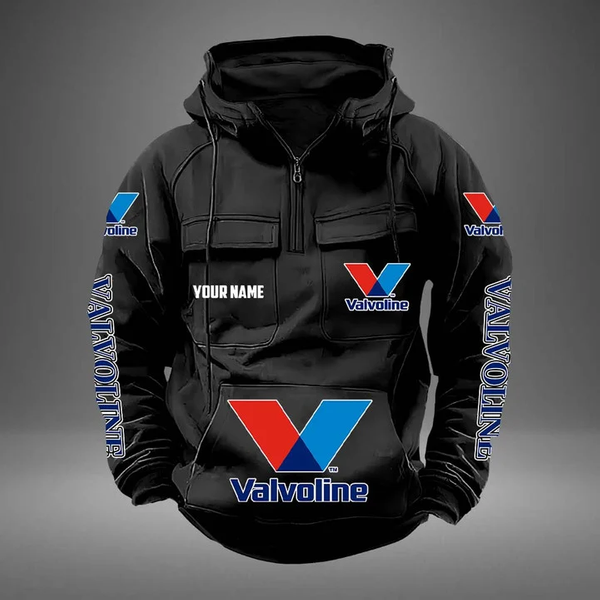 Custom Name Valvoline Quarter Zip Hoodies Tactical Hooded Sweatshirts With Pockets-image