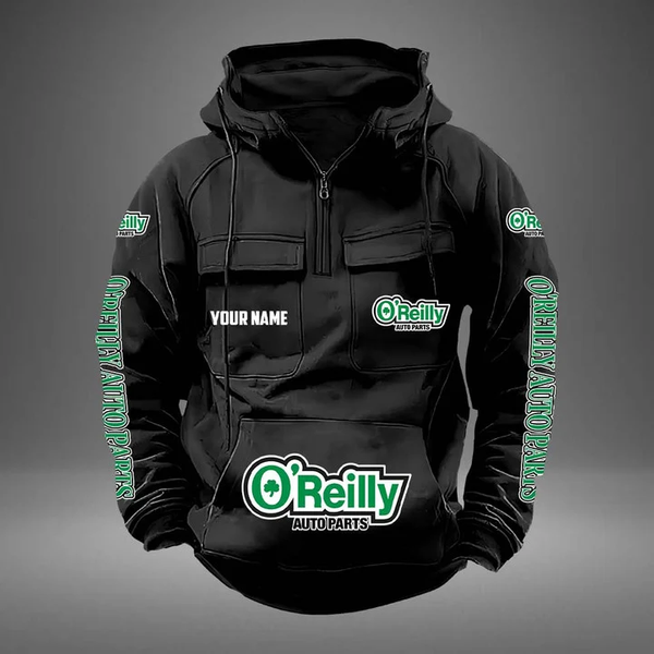 O'reilly Auto Parts Quarter Zip Hoodies Tactical Hooded Sweatshirts With Pockets-image