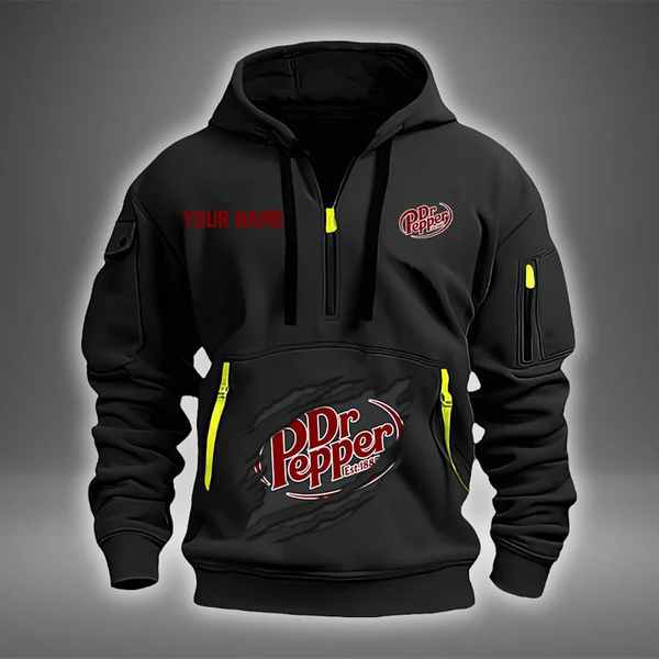 Personalized Name Dr Pepper 2D Quarter Zip Hoodie-image