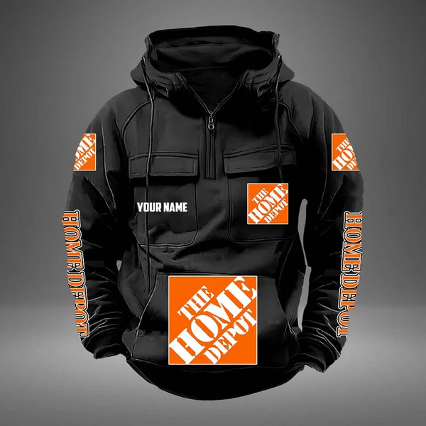 Custom Home Depot Quarter Zip Hoodies Tactical Hooded Sweatshirts With Pockets-image