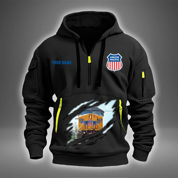 Personalized Name Union Pacific Railroad 2d Quarter Zip Hoodie