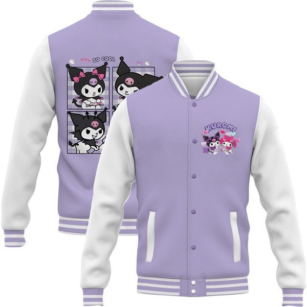Sanrio Girls Boys Cartoon Kuromi Baseball Jackets