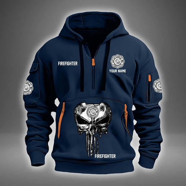 Firefighter Mens Quarter Zip Hoodies Pullover Tactical Hooded Sweatshirt Xtq903-image