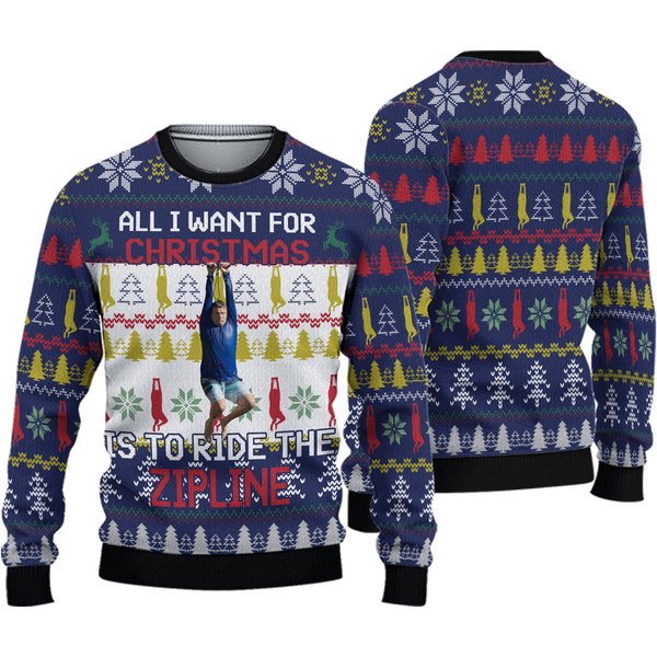 Tim Robinson Meme Christmas Ugly Sweater- Tim Robinson Zipline Meme-image