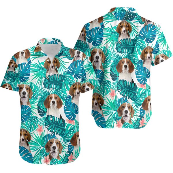 Beagle Shirt, Beagle Tropical Hawaiian Shirt, Hawaiian Short Sleeve Shirt-image