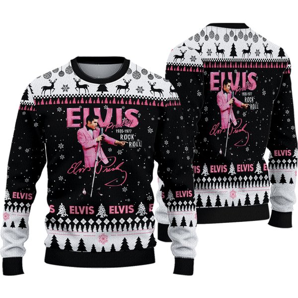 Elvis Presley Christmas Sweater, The King Ugly Sweater, Elvis King Holiday Sweater-image