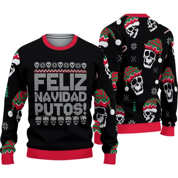 Feliz Navidad Putos Chrismas Ugly Christmas Sweater (Aop) Size S-5Xl-image