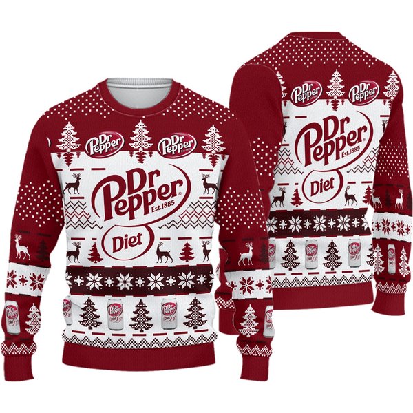 Dr Pepper Diet Ugly Christmas Sweater, Dr Pepper Christmas Sweater, Drinking Sweater